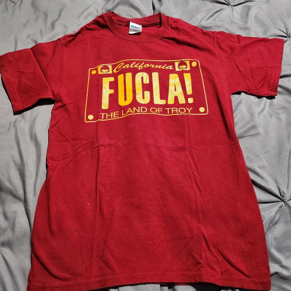 USC Trojans FUCLA The Land of Troy Shirt Mens Small Red Rivalry Graphic Tee